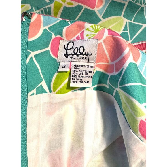 Lilly Pulitzer Floral Cote D'azur Mosaic Roses Junior Size 16 Vintage 1990s - Picture 8 of 8